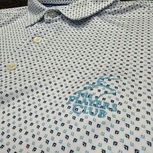 Johnnie‎ O Polo Shirt Mens XL White Geometric Performance Golf Players Club